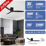 1stshine Low Profile Ceiling Fans Black Solid Wooden Blades Timer Included 52"