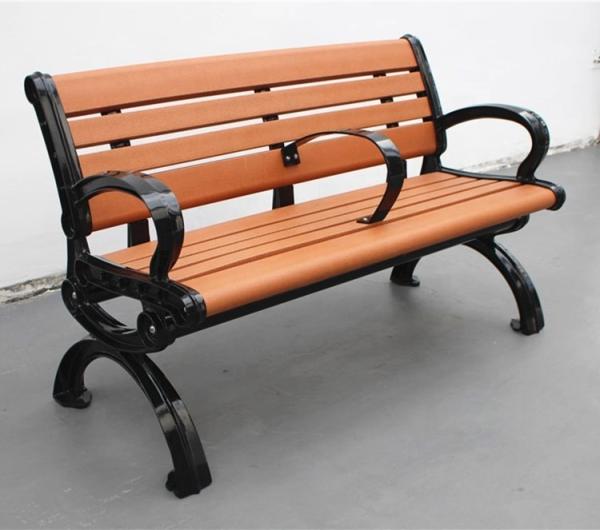Recycled Plastic Wood Outdoor Bench With Backrest Sandblasted Powder Coated