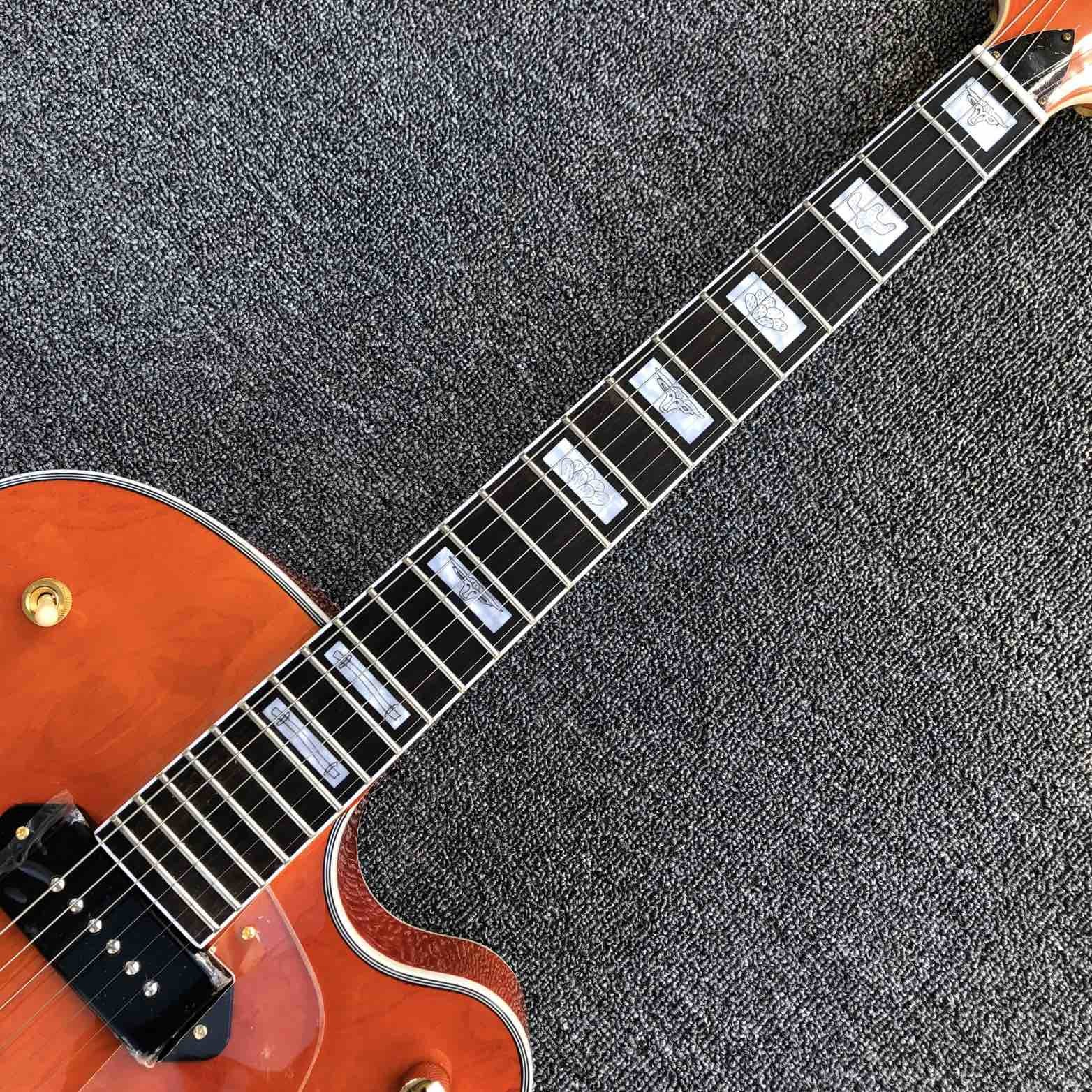 Top quality G Orange Electric Jazz guitar,Gold Bigsby bridge,Factory Hollow Body Electric Guitar