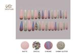 Glossy Pink Purple Hologram long coffin acrylic nails With Glitter