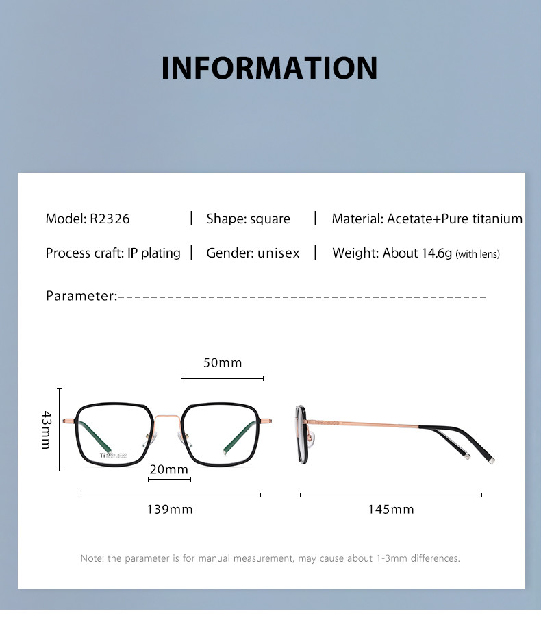 IP Plating Pure Acetate Titanium Glasses , Stable Clear Lens Glasses