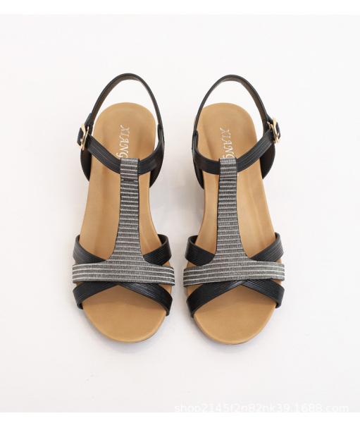 BS114 Bohemian Slope Heel Roman Shoes Women Summer Retro One With Vacation Large