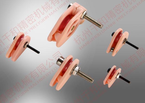 HRA88 Caged Pink Ceramic Wire Pulley , Polished Coil Winding Tensioner
