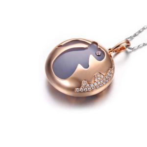 China New 18K Rose Gold Natural Blue Chalcedony Rabbit Design Charm Pendant Necklace (GDN010) factory