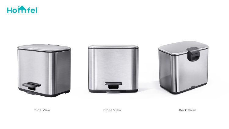 2 Compartment Household Bathroom Stainless Steel Pedal Bin Trash Bin 3L*2 Recycle Trash Can for Indoor Places and Recycle