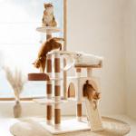 Teddy Fleece Tall Cat Climbing Tree ModernWood Large Cat Climbing Frame