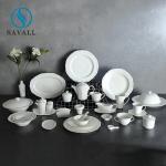 Round Solid Pure White Porcelain Tableware Smooth Lines Modern Porcelain