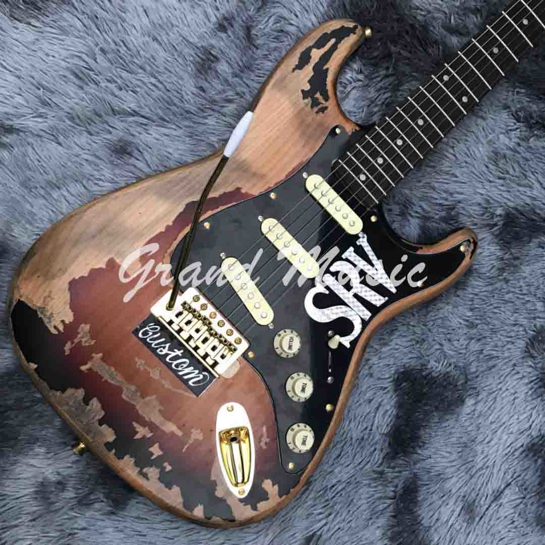 High Quality The new handmade remains ST SRV electric guitar,Do old electric guitar,Real photo,Free shipping