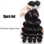 Loose Wave Virgin Peruvian Human Hair Weave Loose Curly Hair Bundles 1B