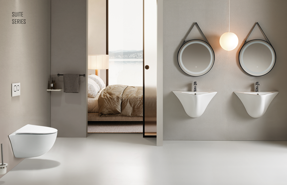 Modern Bathrooms Ceramic Wall Mounted Sink 18 Inches With Easy Clean Glaze