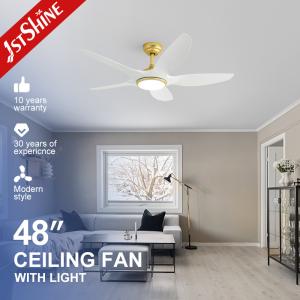 China 5 Plastic Blade Ceiling Fan With Dimmable Led Light White Black DC Motor low noise factory