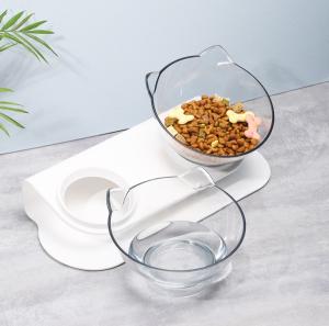 China Tilting Style Cat Shape Transparent 370g Pet Food Dish factory