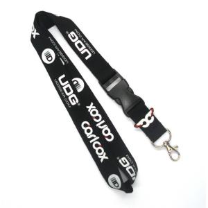 China Durable Customizable Plain Black Lanyards Polyester With PVC Badge Attachment on sale