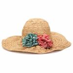 Flower Elegant Floppy Straw Beach Hat Woven Tree Patterns Available