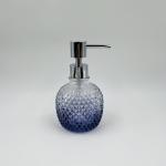 Glass Bathroom Accessories Set Luxury Ombre Blue Round Shape Diamond Pattern