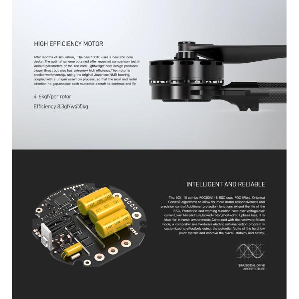 10X-10 M10 Drone Arm Set Brushless Motor 13.2lbs Load Capacity