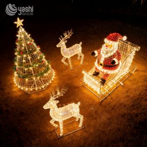 Santa Claus Reindeer Christmas Tree LED Lights - Illuminate the Festive