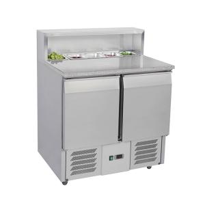 China Commercial 220V-240V Salad Bar Fridge R134a Salad Counter Chiller 2 Steel Doors factory