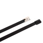 SS304 Black Coated Stainless Steel Cable Tie 7.87 Inch 0.4mm Thickness