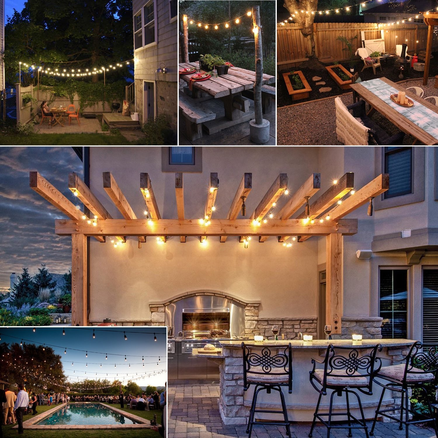 Commercial Grade 48ft 24 Bulbs Waterproof LED String Lights