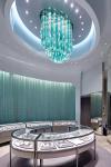 Jewelry store ceiling blue green icefall handmade blown icicles custom stalagite