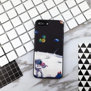 China Soft TPU Silk Grain Star Illustration Cute Astronaut Image Back Cover Cell Phone Case For iPhone 7 6s Plus factory