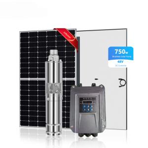 China Hot selling dc brushless motor deep well submersible borehole system solar water pump for garden factory