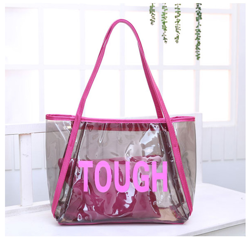Fashion Clear Shoulder PVC Beach Totes With Interior Pocket