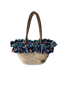 China ECO Friendly Fashion Summer Tote Handbag Bohemian Handmade Bali Bags Straw Beach Bag Cotton Canvas Shopping Bags factory
