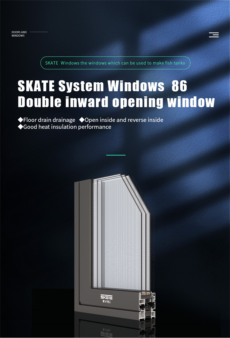 Level 6 Water Tightness SKATE 65 Sliding Window Aluminum Alloy Mosquito Screen Window