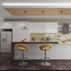 China European Style Custom Lacquer Acrylic Finish Solid Wood Kitchen Cabinet factory