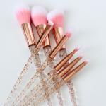 8PCS Fashion Design Cosmetic Brush Pink Glitter Plastic Handle Makeup Brush
