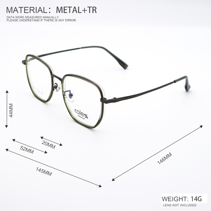 Brown Blue Light TR Black Metal Glass FrameGlasses Stylish Design Unisex