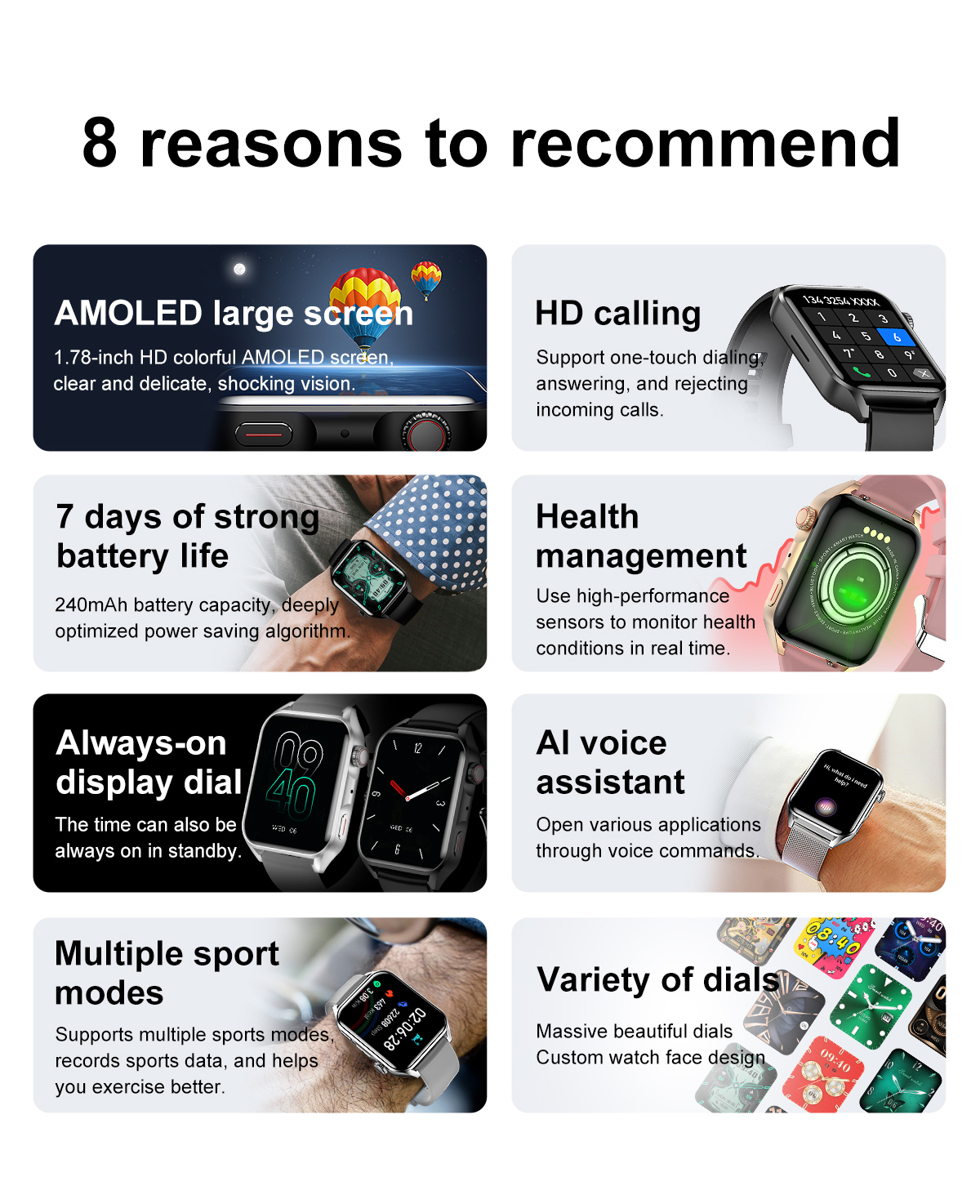 Private Model 1.75Inch Big Amoled Screen Smart Watch Sleep Monitor Ip68 Waterproof Sport Smart Watch