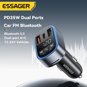 ESSAGER F748 Bluetooth Car Charger with PD 35W Fast Charging Dual-port Type-C +