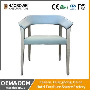 China Hardwood Frame Armed Grey Leather Dining Chairs For Hotel Restaurant Banquet factory