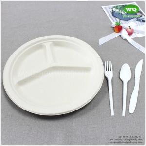 China Biodegradable Sugarcane 10 Inch 3-Compartments Plate-HeavyDuty Plate, Natural Disposable Bagasse Plate for Party,Picnic on sale