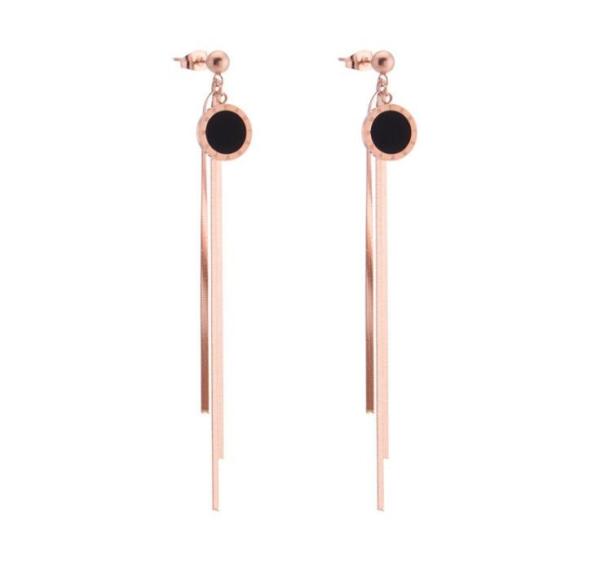 Fashion Jewelry Stainless Steel Tassel Earrings for Women Rose Gold Color