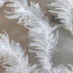 White Stretch Embroidered Mesh Lace Fabric By The Yard For Wedding Dress /