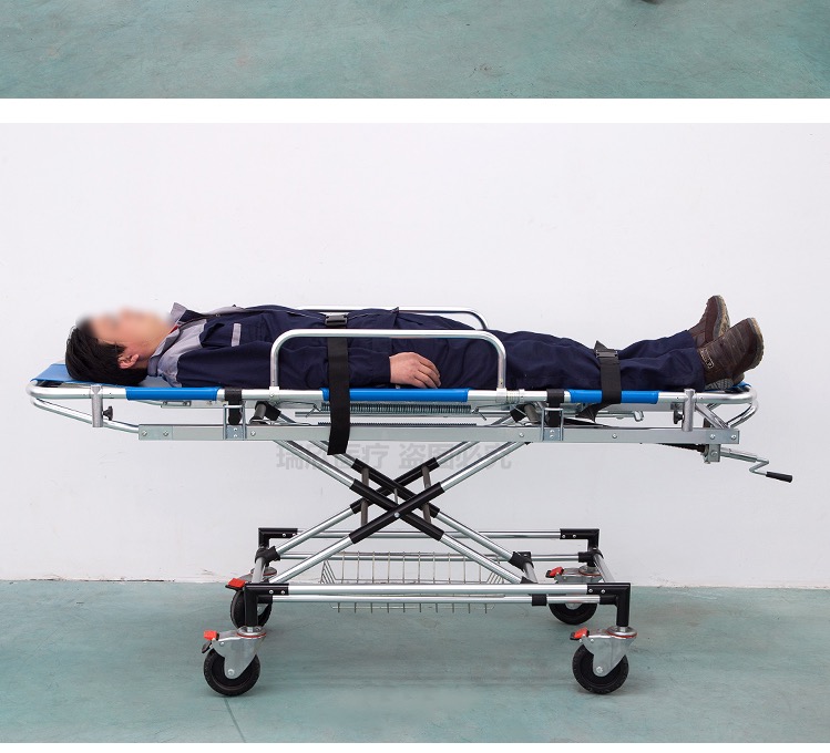 Blue Ambulance Stretcher Bed Aluminum Alloy Medical Stretcher Transport