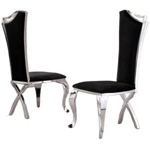 China Modern sS Leg Velvet Fabric Upholstered Dining Chairs factory