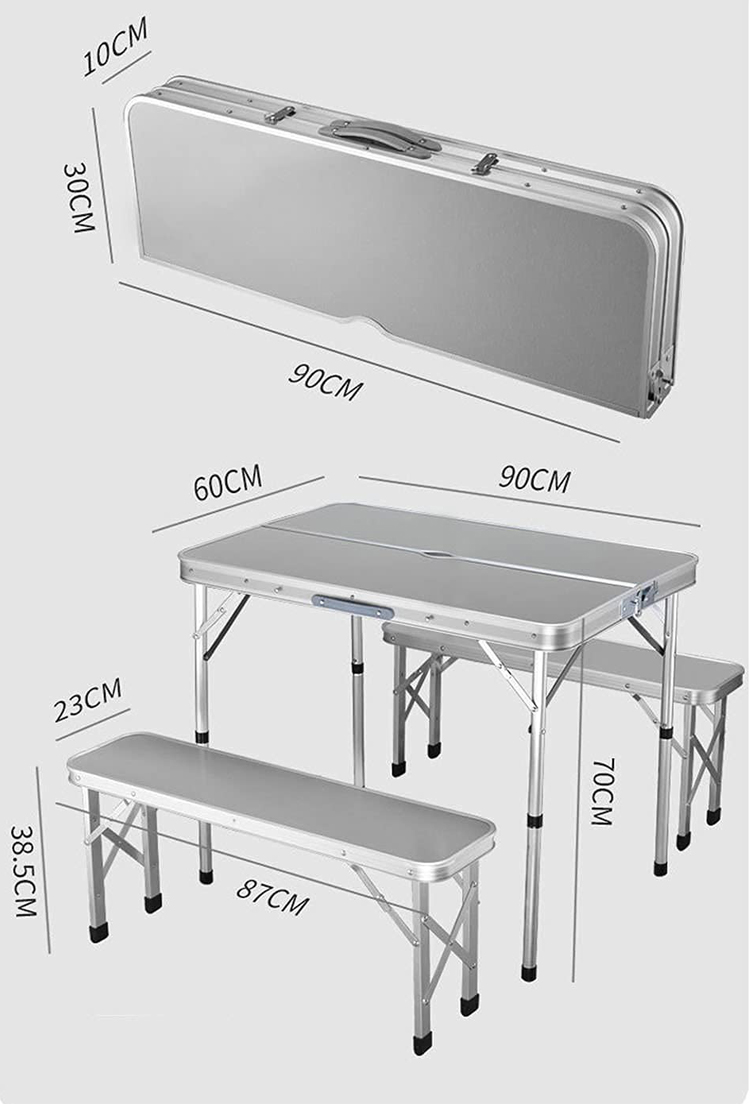 Folded Outdoor Garden Patio Portable Aluminum Camping Dinning Table and Chair Set for Barbecue Beach Picnic