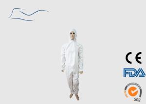 China 55G Disposable Safety Coveralls , Protective Lightweight Breathable Coveralls factory