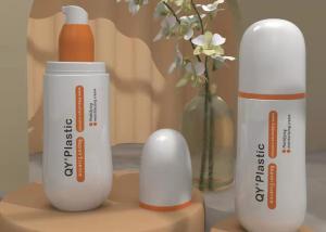 China White Circle Plastic Cosmetic Bottles 145ml PET Orange Lotion Pump factory