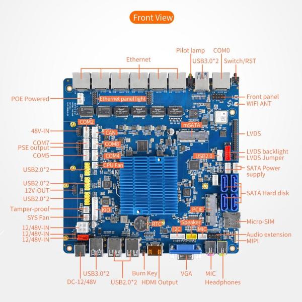 VNS-3568 Smart Multi-network Ports Mainboard RJ116 cash drawer interface 1Tops