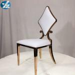 Luxury 50X55X107 SS Diamond Wedding Golden Dining Chair OEM White