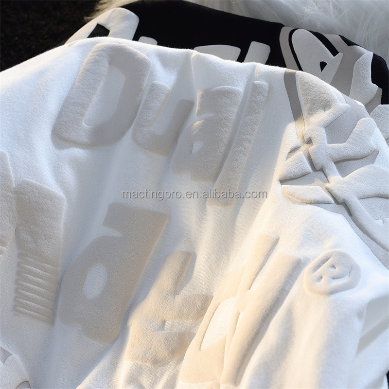 Men's Oversized Letter Puff Print T-Shirt with Needle Detection and Custom Print