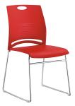 Red PU And PVC Cover Economical Office Chairs Non Rolling OEM & ODM Accepted