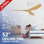 52" Modern DC Ceiling Fan with ABS Wood-Look Blades
