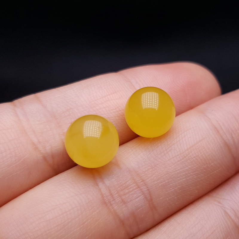 Fashion Jewelry Round Donut Yellow Amber Natural Yellow Piebald Amber Bracelet Water Purification Fashion Flower Round Beads Factory Direct Sales